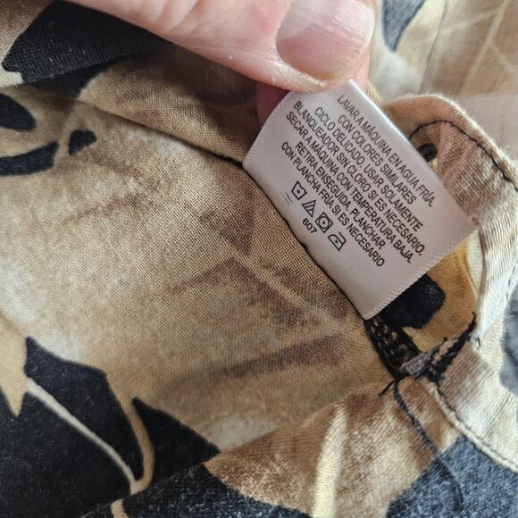 Panama Jack Shirt Mens 2XL Gray Tan Hawaiian Tropical Button Front Ramie - Picture 11 of 13